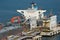 Loading oil tanker anchored at. Nakhodka Bay. East (Japan) Sea. 22.04.2014