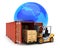 Loading red cargo container