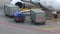 Loading suitcases on an airplane. Suitcases were loaded on a moving belt into a jet plane. Close-up