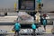 Loading and unloading planes at Honolulu Airport.