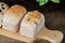 Loaf of  bread, butter bread and raisin bread or bread with dried pork topping or loaves of bread or wholewheat bread