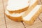 Loaf of bread on wooden plate