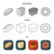 Loaf cut, bagel, rectangular dark, half a loaf. Bread set collection icons in flat,outline,monochrome style vector