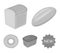 Loaf cut, bagel, rectangular dark, half a loaf. Bread set collection icons in monochrome style vector symbol stock