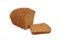 Loaf of russian brown bread over white background