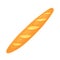 Loaf wheat bread product, bakery food production, fresh baked yellow long French loaf