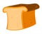 Loaf white bread, fresh baked goods, fried crispy crust, good bakery design cartoon style vector illustration, isolated