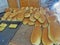 Loafs of bread in a bakery shop. Athos peninsula. Greece