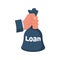 Loan bag icon. Loan or lending cash to buy asset.