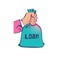 Loan bag icon. Loan or lending cash to buy asset