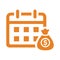 Loan, duration, term, investment icon. Orange vector design