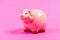 Loan. financial problem. money saving. income management. planning budget. piggy bank on pink background. loan concept