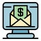 Loan mail letter icon color outline vector