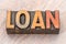 Loan word abstract in wood type