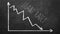 Loans rate. Declining Line graph drawn with chalk on blackboard