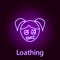 loathing girl face icon in neon style. Element of emotions for mobile concept and web apps illustration. Signs and symbols can be