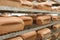 Loaves of bread in bakery