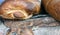 Loaves of bread for sale in southern Italian bakery