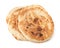 Loaves of delicious fresh pita bread on white background, top view