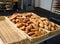 loaves of freshly baked fragrant bread in the parisian bakery