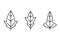 Lobed leaf line icon set. botanical and nature symbol. three leaves vector images