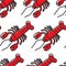 Lobster or crayfish seafood seamless pattern Thailand food