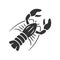 Lobster glyph icon. Seafood restaurant menu. Swimming marine animal with pincers. Delicacy food. Underwater fauna