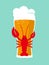 Lobster holding beer bottle
