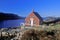 Lobster house on edge of Penobscot Bay in Stonington ME in Autumn