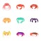 Lobster icons set, cartoon style