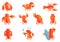 Lobster icons set, cartoon style