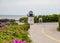 Lobster point lighthouse along the rocky coast of Maine on the Marginal Way path in Ogunquit