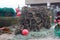 Lobster pots stored on the quayside of the harbor at Kinsale in County Cork