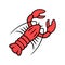 Lobster red color icon. Seafood restaurant menu. Swimming marine animal with pincers. Delicacy food. Underwater fauna