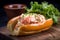 Lobster roll with salad. Generate Ai