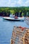 Lobster Trap and Boat in Maine Fishing Port