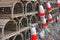 Lobster traps and colourful buoys