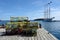 Lobster Traps on a Dock in Maine Fishing Port