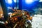 Lobsters in restaurant aquarium. Seafood. Concept of freshness seafood. Close up selective focus