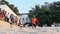 Local African Teenagers Arrange Acrobatic Show on the Beach at Sunset, Zanzibar