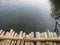 Local bamboo bridge foreground over the river