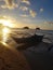 Local boat in Nacpan Beach with stunning beach and sunset