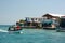 Local boat near Santa Cruz del Islote, the most densely populated island on earth. Archipelago of San Bernardo. Colombia