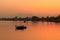 Local Boat Sunset. Borneo, Sarawak, Malaysia.