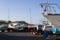 Local boat and trailer park being battered by a winter storm on the Irish Sea