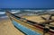 Local boats Kalutara beach Sri Lanka