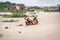 Local Cambodian family rowing along Tonle Sap lake, Puok, Siem Reap Province, Cambodia