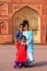 Local children standing in the courtyard of Jahangiri Mahal in A