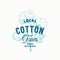 Local Cotton Farm Abstract Vector Sign, Symbol or Logo Template. Hand Drawn Plant Branch with Premium Vintage Typography