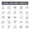 Local delivery service line icons, signs, vector set, outline illustration concept